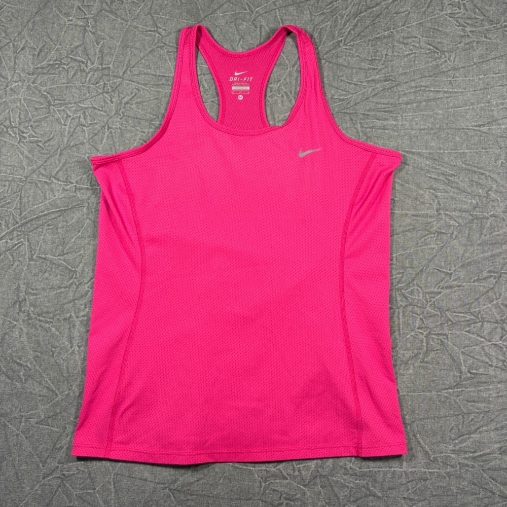 Nike Tank Top Women M Pink Dri-FIT Racerback Perforated Mesh Athletic Running